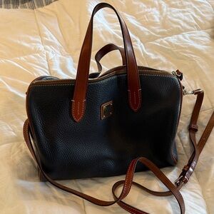 Dooney & Bourke Navy and Brown Leather satchel